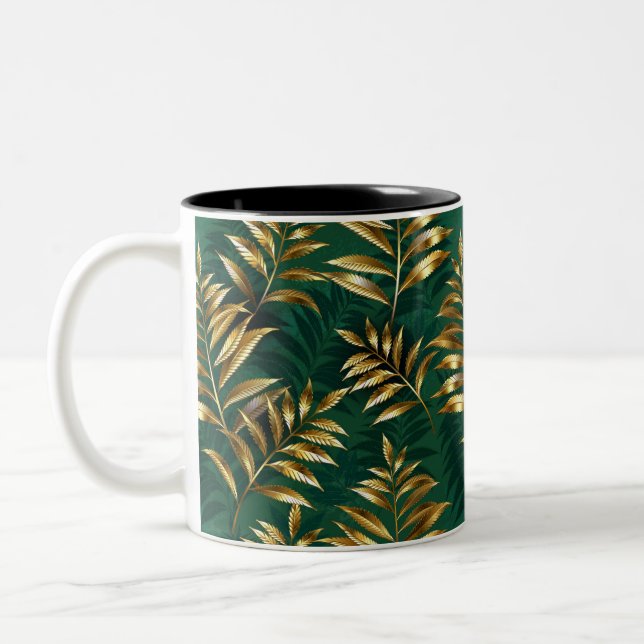Taza Bicolor Patrón continuo con helechos dorados (Izquierda)