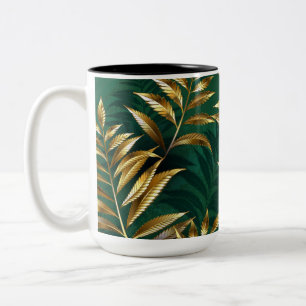 Taza Bicolor Patrón continuo con helechos dorados