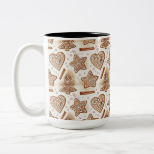 Taza Bicolor Patrón continuo de galletas de jengibre acogedoras