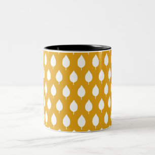 Taza Bicolor Patrón continuo de hoja blanca escandinavo moderno