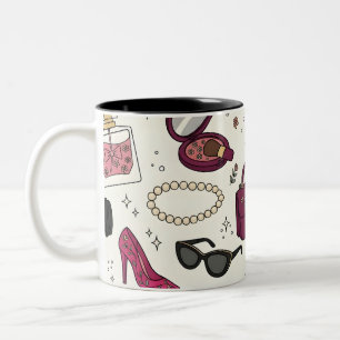 Taza Bicolor Patrón continuo de moda y belleza femenina