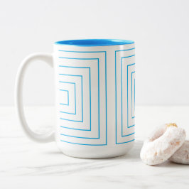 Taza Bicolor Patrón cuadrado geométrico azul