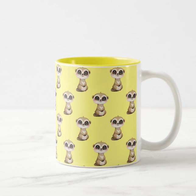 Taza Bicolor Patrón cutáneo de Meerkat en amarillo (Derecha)