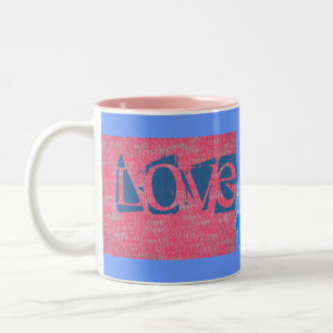 Taza Bicolor Patrón de agotamiento rosa Arte Paz Amor Destino