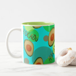 Taza Bicolor Patrón de aguacate fresco y divertido