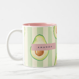 Taza Bicolor Patrón de aguacates Kawaii personalizado
