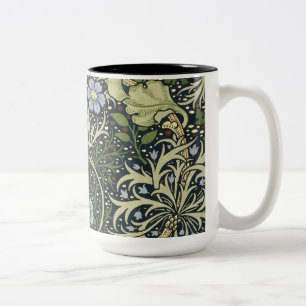 Taza Bicolor Patrón de algas marinas William Morris Arte de cos