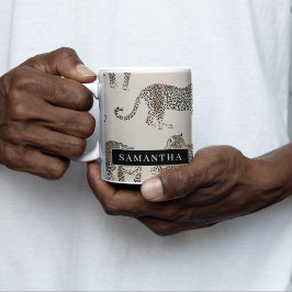 Taza Bicolor Patrón de animales salvajes del leopardo de la jun