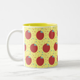 Taza Bicolor Patrón de Apple Fruit moderno dulce