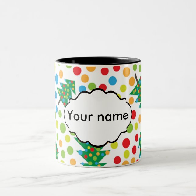 Taza Bicolor patrón de árboles de Navidad (Centro)