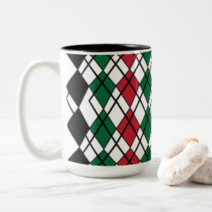 Taza Bicolor Patrón de argenilo rojo verde negro