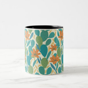 Taza Bicolor Patrón de azulejos botánicos de Arizona