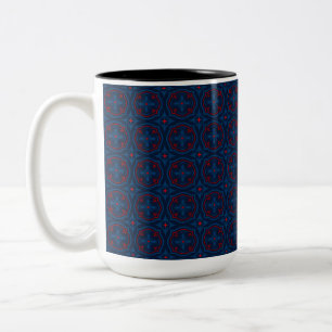 Taza Bicolor patrón de baldosas florales decorativas