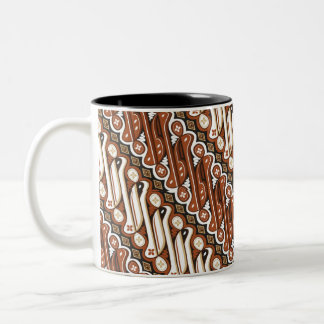 Taza Bicolor Patrón de batik indonesio 