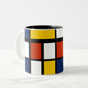 Taza Bicolor patrón de bauhaus pintura de arte geométrico abstr