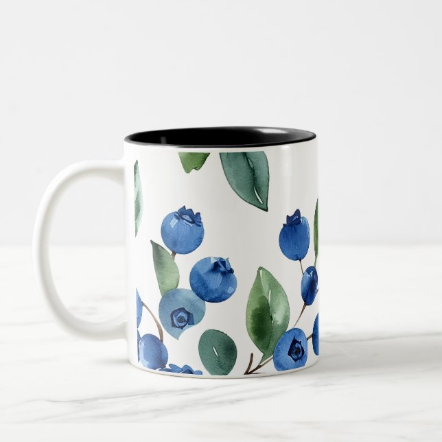 Taza Bicolor Patrón de Blueberry (Izquierda)