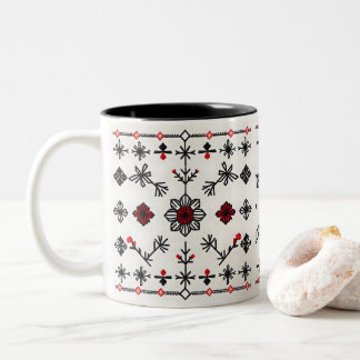Taza Bicolor Patrón de Bordado Folclórico Tradicional | Cof