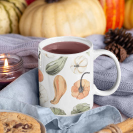 Taza Bicolor Patrón de calabaza colorida de moda | Vibes de oto