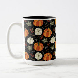 Taza Bicolor Patrón de calabazas otoñales