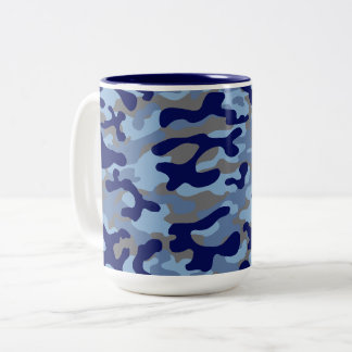 Taza Bicolor Patrón de camuflaje azul y marino 