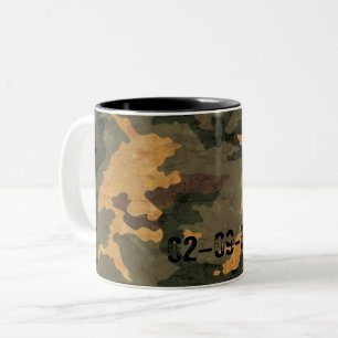 Taza Bicolor patrón de camuflaje verde vintage 2020