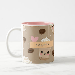 Taza Bicolor Patrón de cappuccino personalizado