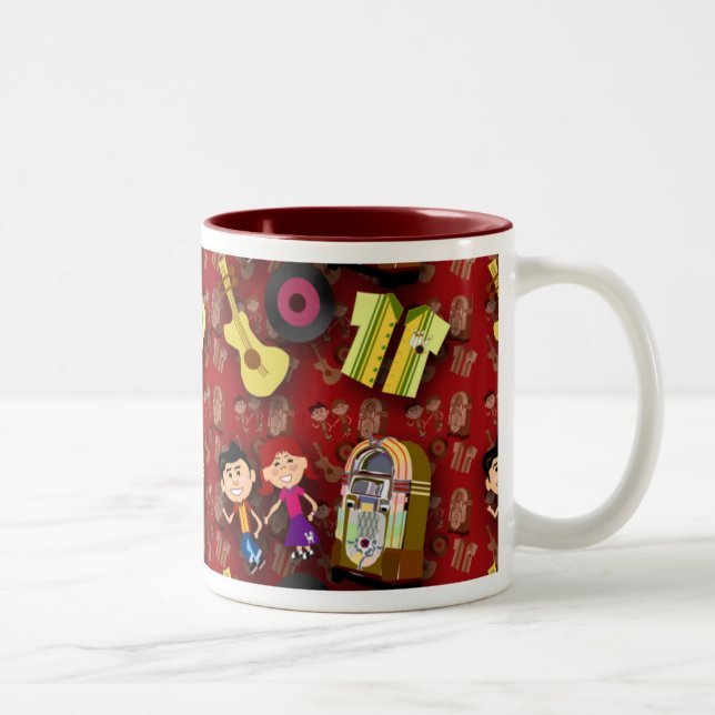 Taza Bicolor Patrón de caracteres de dibujos animados personali (Derecha)