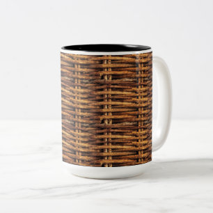 Taza Bicolor Patrón de cesta de mimbre