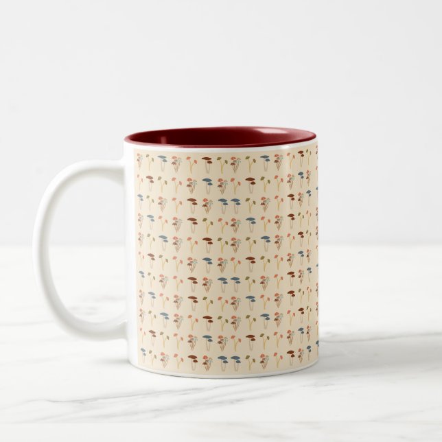 Taza Bicolor Patrón de champiñones (Izquierda)