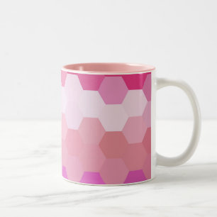 Taza Bicolor Patrón de cheurón de hexágono rosado