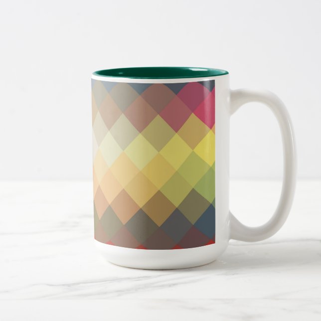 Taza Bicolor Patrón de Chevron de Diamante de Arcoiris (Derecha)