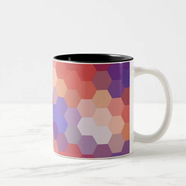 Taza Bicolor Patrón de Chevron de Hexagón Arcoiris 3 (Derecha)