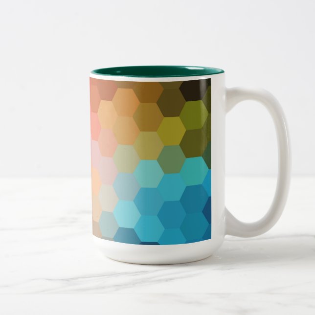 Taza Bicolor Patrón de Chevron del Hexagón Arcoiris (Derecha)
