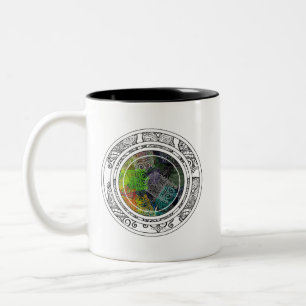 Taza Bicolor Patrón de círculo colorido de Tiki