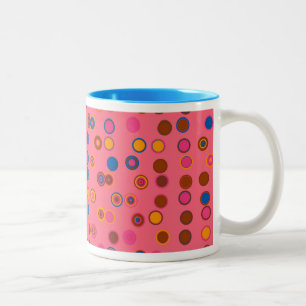 Taza Bicolor Patrón de círculo geométrico de los bloques de col