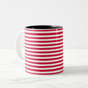 Taza Bicolor patrón de color de franja de bandera de Dinamarca 