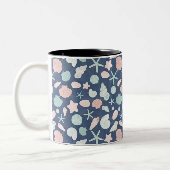 Taza Bicolor patrón de conchas de mar (Izquierda)