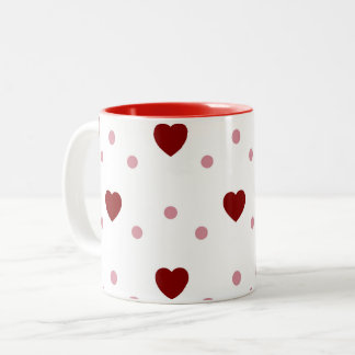 Taza Bicolor Patrón de corazón rojo San Valentín
