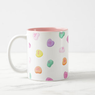 Taza Bicolor Patrón de corazones de golosinas día de San Vale