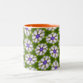 Taza Bicolor Patrón de cornflores blancas