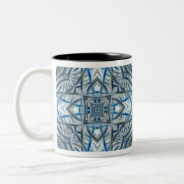 Taza Bicolor Patrón de cristal azul invernal