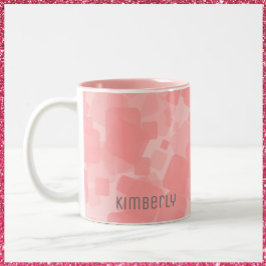 Taza Bicolor Patrón de cuadrados rosados retro