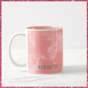 Taza Bicolor Patrón de cuadrados rosados retro