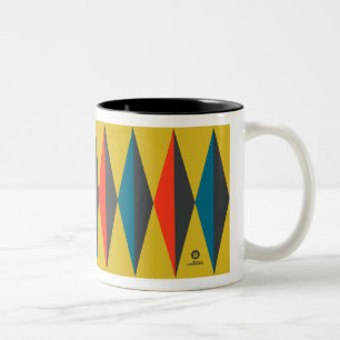 Taza Bicolor Patrón de diamante retro