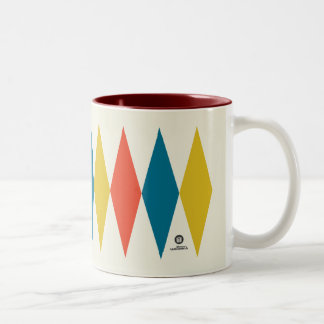 Taza Bicolor Patrón de diamantes retro amarillo rojo