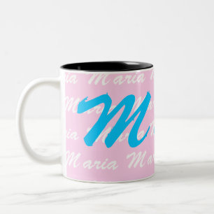Taza Bicolor Patrón de diseño de nombre de Maria