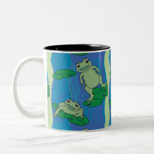 Taza Bicolor Patrón de dos ranas