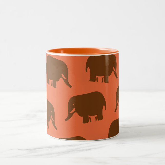 Taza Bicolor Patrón de elefante indio (Centro)