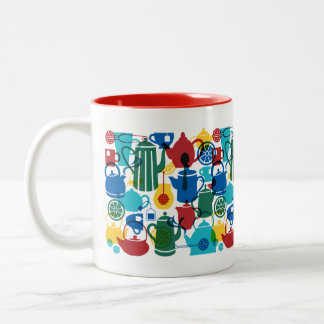 Taza Bicolor Patrón de elementos de té en colores de Fiesta y r