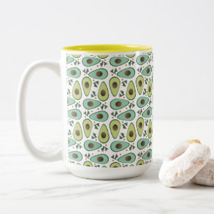 Taza Bicolor Patrón de ensalada de aguacate y cilantro